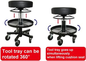 ITA Tools Siège roulant réglable avec plateau, tabouret roulant, chaise avec capacité de charge de 159 kg - Product Image 3