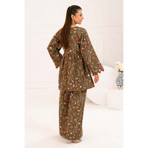 ชุดสูทผ้าวิสโคสพิมพ์ลายสไตล์โบโฮ 2 ชิ้น ระบายอากาศได้ดีและเอวยางยืด WNST-52005 - Product Image 5