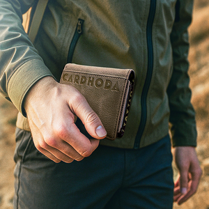 Portefeuille fin en cuir véritable pour homme Cardhoda, fermeture pliante, design à lettres en relief, style minimaliste, utilisation quotidienne, portefeuille court - Product Image 1