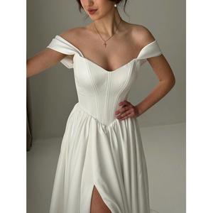 <b>Corset</b> Wedding Dress V-waistline Boho Wedding Dress - Product Image 1