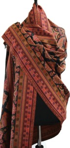 Chal de Cachemira tradicional de moda de invierno estampado patrón sólido con bordado de Paisley y borlas de poliéster fino - Product Image 5