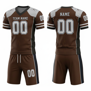 Ensemble de maillot et short de football américain sublimé personnalisable, 100% polyester respirant avec position du logo sur le devant - Product Image 2