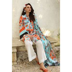 Conjunto de traje de 3 piezas sin coser para mujer con estampado floral y dupatta de tela estampada CL-52563 - Product Image 6