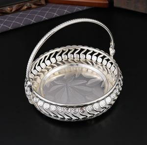 Plateau de service rond décoratif en métal avec poignée pour gâteau, dessert, table à manger, décoration de la maison, cadeau, hôtel, restaurant, plateau de présentation ProX - Product Image 4