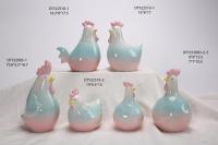 Ensemble de figurines en céramique de ferme de Pâques - Coq, poule et poussin colorés en porcelaine pour la décoration de la maison et de la cuisine