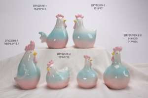 Ensemble de figurines en céramique de ferme de Pâques - Coq, <span class=keywords><strong>poule</strong></span> et poussin colorés en porcelaine pour la décoration de la maison et de la cuisine - Product Image 4