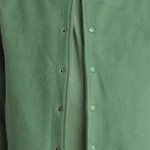 Customizable Light Green 100% <b>Wool</b> Winter Varsity Jacket Vintage Style V-neck Collar Premium College Logo Canvas <b>Fabric</b> - Product Image 4