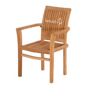 Asientos Muebles para el hogar Sillas de madera Silla de comedor de teca moderna para exteriores con acabado natural Jepara Silla de brazo apilable para jardín - Product Image 2