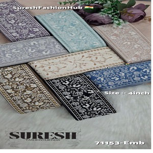 Lacets brodés sur mesure à motifs floraux de couleur pastel clair de 4 pouces de large pour des vêtements exclusifs et la revente - Product Image 1