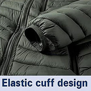 Chaqueta acolchada personalizada OEM para hombre, chaqueta de invierno informal con logotipo personalizado para hombre, chaquetas acolchadas con cuello con capucha, manga larga - Product Image 5