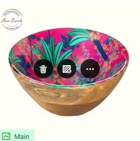 Bol en bois avec intérieur design en feuille d'émail orange vif Parfait pour servir des collations Élégant Durable Idéal pour la décoration de la cuisine - Product Image 3