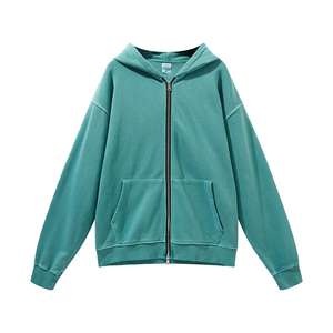 Sweat à capuche personnalisé de haute qualité en gros, lavage à l'acide, 100% coton, poids lourd, épaules tombantes, double fermeture éclair, sweat à capuche vintage à fermeture éclair - Product Image 5