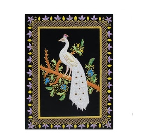Zari bordado Royal Jewel alfombra colgante de pared de alta calidad Zardozi estilo artístico jarrón resina tela hogar jardín habitación regalo - Product Image 1