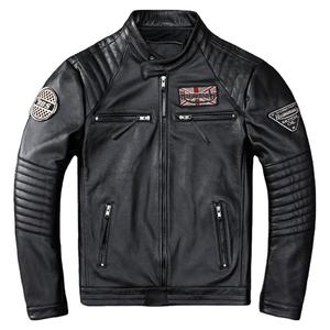 OEM Hot Sale Custom Motorcycle <b>Black</b> <b>Real</b> Leather Bomber Jackets Genuine Leather Jacket <b>Men</b> Biker Jacket Wholesale - Product Image 1