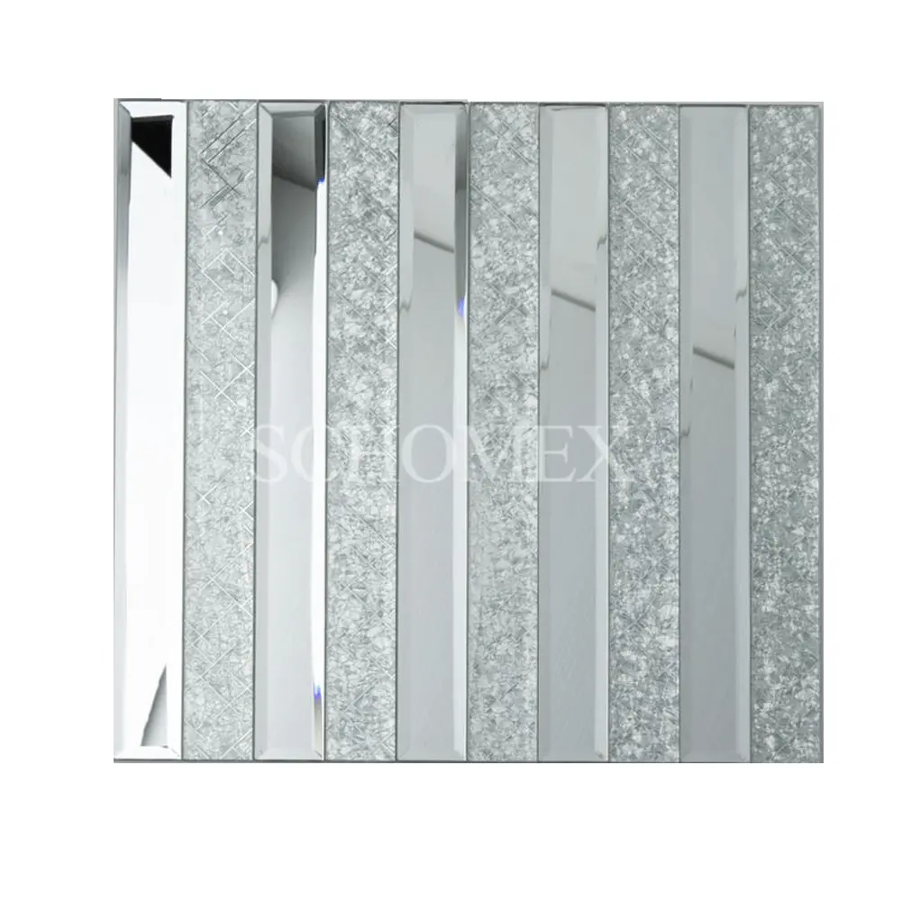 Schomex оптовая продажа треугольная квадратная полоса зеркальная стеклянная мозаичная плитка для Backsplash настенная ванная комната