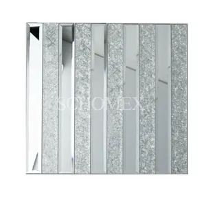 Schomex卸売トライアングルスクエアストリップミラーガラスモザイクタイルバックスプラッシュ浴室壁用