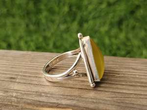 Anillo Llamativo Calci Amarillo Estilo Bohemio Hecho A Mano Conjunto de Bisel de Piedra Natural en Plata Esterlina para Bodas y Fiestas - Product Image 5