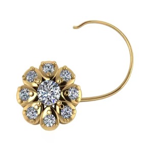 เข็มกลัดจมูกทำจาก14kt สีเหลืองทองพร้อมเพชรสำหรับปลูกในห้องแล็บคอลเลกชันเครื่องประดับแฟชั่น - Product Image 1