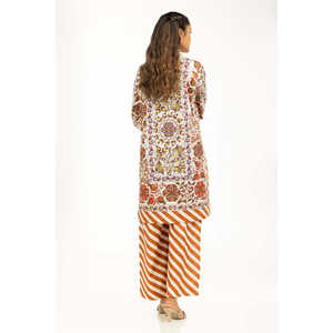 Conjunto de Dos Piezas Estilo Bohemio para Mujer, Color Beige, Estampado Cambric, por Encima de la Rodilla, para Primavera/Verano - Product Image 6