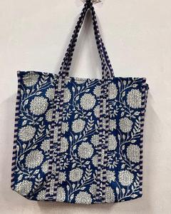 Lote al por Mayor de Bolsos de Mano Acolchados de Algodón Indio Hechos a Mano, Estilo Bohemio con Estampado de Hojas, Bolso Casual para Compras, Abierto para el Verano - Product Image 2