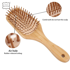 Wholesale Eco-friendly Custom Logo Bamboo Hair Brush <b>Comb</b> Paddle Scalp Dryer With Box Nature <b>Wood</b> Hair Care Tool - Product Image 2