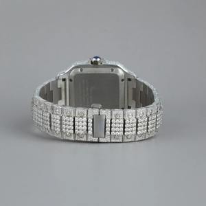 Montre-bracelet automatique à quartz pour homme, en acier inoxydable blanc brillant, style décontracté, avec breloque en diamant Moissanite glacé - Product Image 2