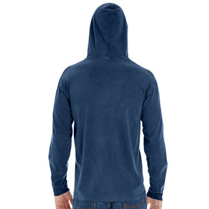 Blue Cotton Cotton Jersey 180GSM Custom Logo Hooded T Shirt - Product Image 2