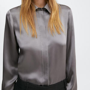 Camisa de Satén de Seda para Hombre, Blusa Formal de Manga Larga, Transpirable, Fluorescente Reflectante, Informal - Product Image 2