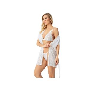 SET di vestaglia SEXY a righe in pizzo SEXY biancheria intima da donna, reggiseno trasparente e SET di vestaglia