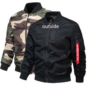 Men's High Street Nylon Reversible <b>Camo</b> Printed Windbreaker <b>Jacket</b> Embroidered Windproof Autumn Bomber Durable Outdoor Wear - Product Image 1