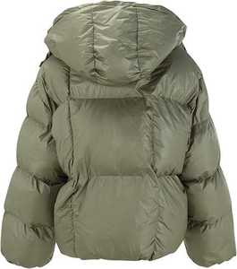 Packable Reversible Long Sleeve Puffer Jacket for Women Shearling Coats Fancy Fitted Hood Button Winter <b>Pullover</b> Hooded - Product Image 5