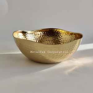 Bol à fruits rond martelé plaqué or arabe élégant moderne et intemporel pour votre décoration intérieure parfait pour un divertissement élégant - Product Image 6