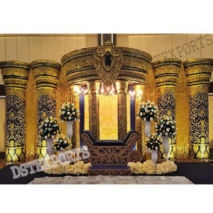 Indo Western mariage réception scène décor rêveur asiatique mariage couronne scène californie élégant fibre couronne mariage scène Toronto - Product Image 1