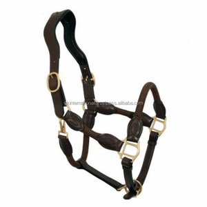 Design tressé personnalisé licou de cheval en corde de cuir caractéristiques bandeau en cuir rembourré licou anatomique avec matériel en laiton - Product Image 2