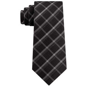 Kenneth Cole Reaction Men's Classic Plaid <b>Tie</b> in Black Size Regular Made of <b>Polyester</b> - Product Image 1