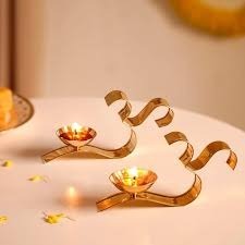 Handcrafted Brass Diya Gold Finish Oil Lamp for Diwali <b>Temple</b> Decoration Hindu Festival <b>Home</b> Pooja Decor - Product Image 1