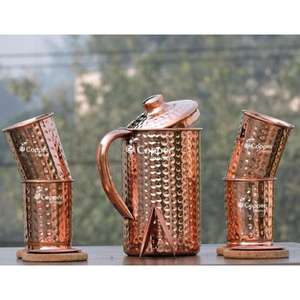 Handmade <b>copper</b> water <b>jug</b> with attractive finished and stylish design for daily hydration and serving fresh drinking water - Product Image 2