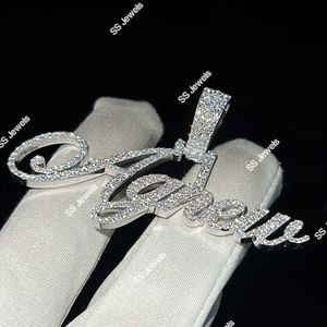 SS Jewels SS12 Joyería HipHop, Colgante Personalizado con Letra, Plata de Ley 925 con Baño de Rodio, Moissanita VVS, Logotipo Inicial, Estilo Iced para Hombre - Product Image 3