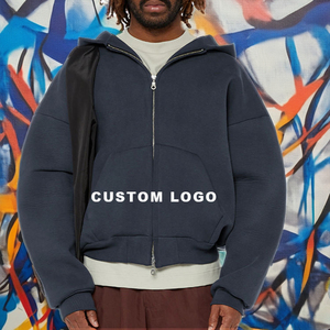 Hoodie court de luxe de haute qualité en coton, style streetwear, épaules tombantes, coupe oversize, grammage lourd, brodé, impression personnalisée, coupe carrée, hiver - Product Image 1