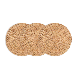 Manteles individuales redondos de jacinto de agua superventas, diseño tejido natural con manteles individuales de ratán bordados a mano para Decoración - Product Image 1