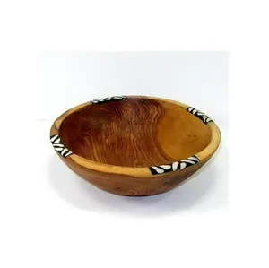 Produsen mangkuk Salad kayu kualitas unggul buatan tangan mangkuk sup desain Enamel penjualan laris mangkuk saji dekoratif