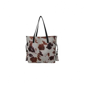 2024 Suede Brown Cowhide Tote Bags Cow Print <b>Handbag</b> <b>Large</b> Shopping Purse for Women Ladies - Product Image 1