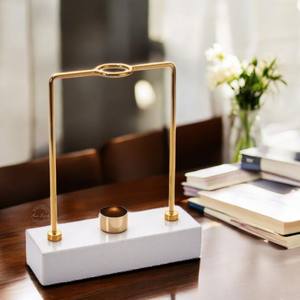 Juego de portavelas de Metal dorado de lujo al por mayor de fábrica con Base de mármol blanco diseño moderno para Decoración de mesa del hogar - Product Image 5