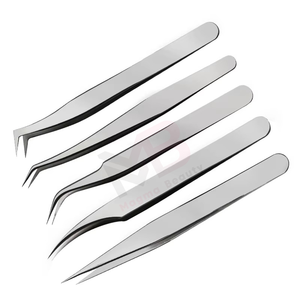 Ensemble de 5 pinces à cils, pinces droites pointues, pinces en acier inoxydable, ensemble de pinces pour extensions de cils, vente en gros - Product Image 6