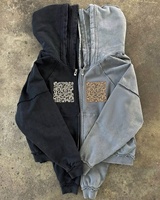 Sweat à capuche épais et surdimensionné pour homme, 100 % coton, double fermeture éclair, haute qualité, personnalisable, lavage enzymatique