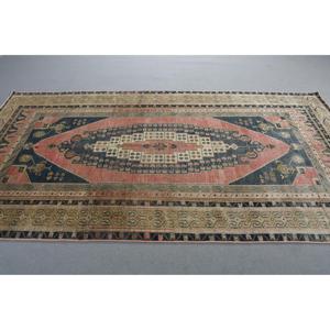 Alfombra Turca Vintage de 5x9,5 pies, Alfombra Grande, Alfombra de Lana Azul - Product Image 2