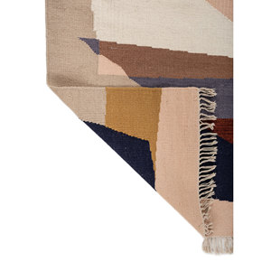 พรมขนสัตว์ทอแบบเรียบสีเบจน้ำตาลคลาสสิก Indusbar พรมปูพื้นลายเรขาคณิตสำหรับบ้าน รูปทรงสี่เหลี่ยมผืนผ้า สำหรับห้องโถง ห้องนอน ห้องนั่งเล่น-SDWL-805 - Product Image 5