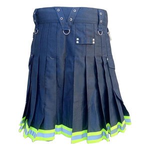 2026 High Quality Navy Blue Cotton Utility Kilt Pleated Tactical Skirt Custom Size Men <b>Costume</b> Uniform - Product Image 1