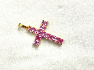 เครื่องประดับเพชรทรงไม้กางเขนสีทอง14k ประดับเจ้าหญิงตัดเพชรแบบไม่มีสี - Product Image 5