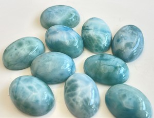 Larimar ธรรมชาติ Cabochon 6x8mm แบนหลัง-หลวม Larimar รูปไข่ Cabochon ดี - Product Image 6